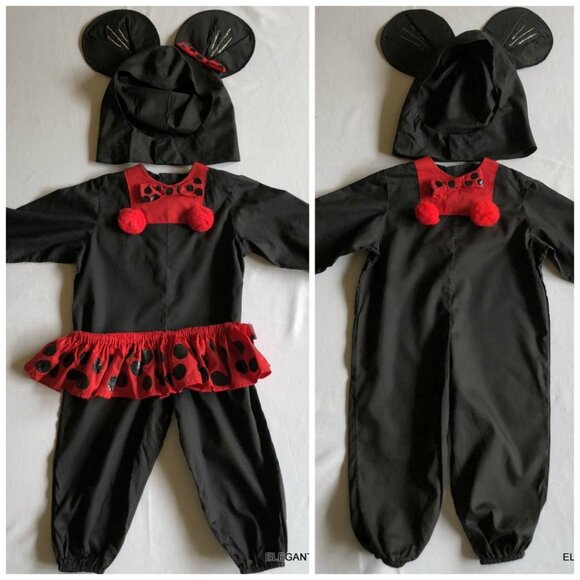 Halloween MOUSE 6-12 mos Twin Boy Girl Baby Costume One-Piece Black Matching SET - Picture 1 of 10